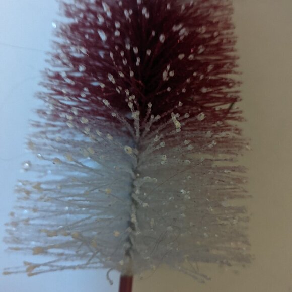 HTF Peppermint Stripe Glitter Snow Sisal Tree Michaels Xmas Mini Village Holiday - Picture 8 of 10
